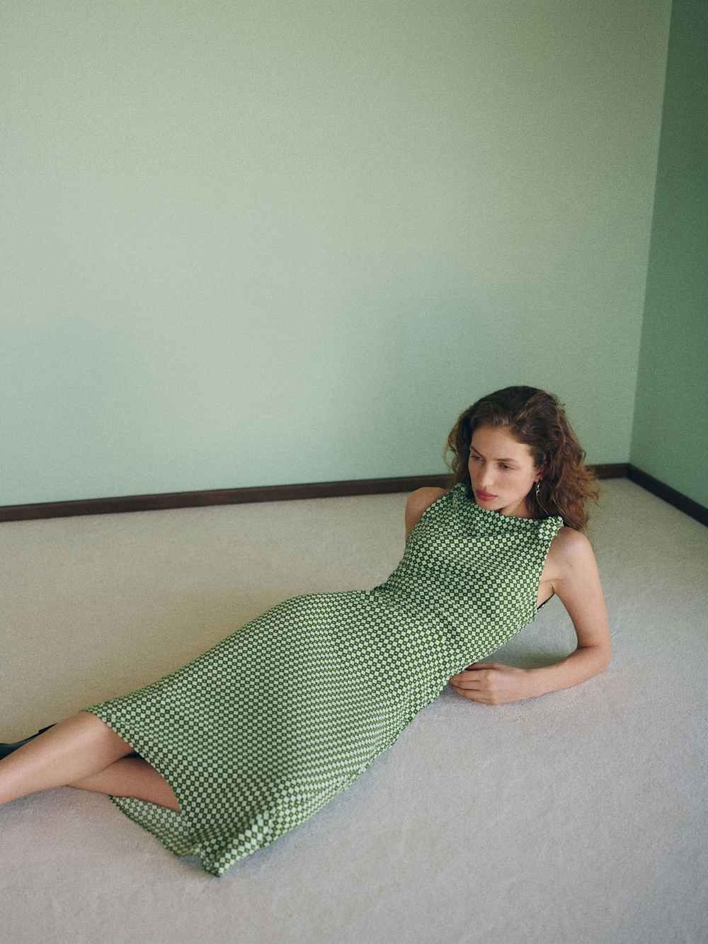 Reformation Green Houndstooth Midi Dress - Picture 2 of 5